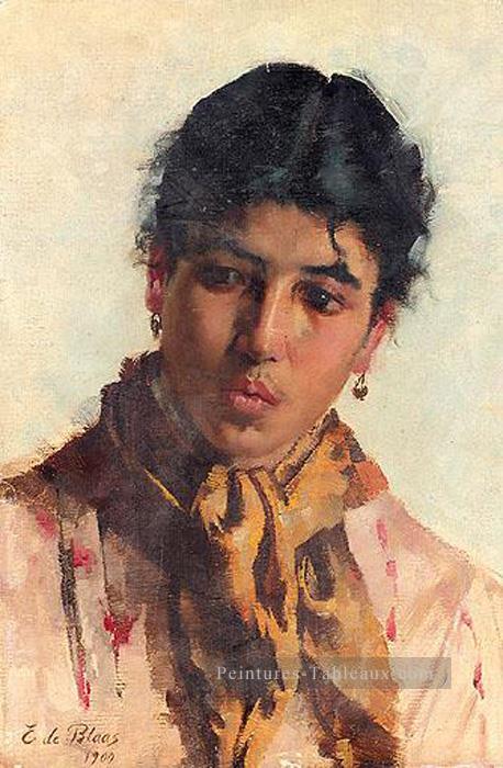 von Portrait d’une femme dame Eugène de Blaas Peintures à l'huile